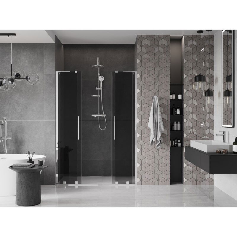 Mexen Velar L Duo porte de douche coulissante 160 cm, graphite, chrome - 871-160-003-42-01