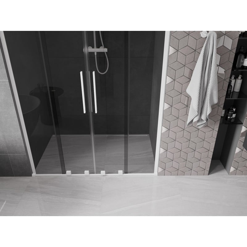 Mexen Velar L Duo portes de douche coulissantes 160 cm, graphite, blanc - 871-160-003-42-20