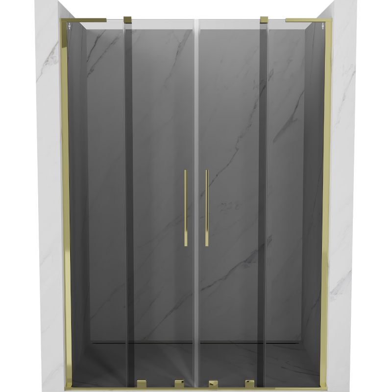 Mexen Velar L Duo portes de douche coulissantes 140 cm, graphite, doré - 871-140-003-42-50
