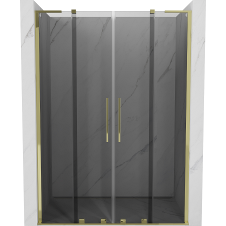 Mexen Velar L Duo portes de douche coulissantes 140 cm, graphite, doré - 871-140-003-42-50