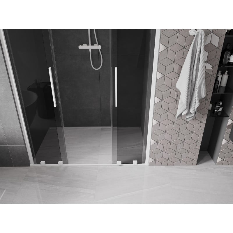 Mexen Velar L Duo portes de douche coulissantes 160 cm, graphite, blanc - 871-160-003-42-20