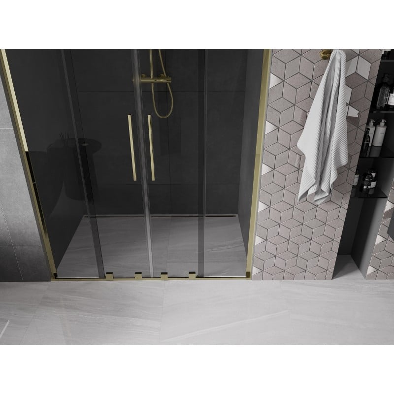 Mexen Velar L Duo porte de douche coulissante 150 cm, graphite, or - 871-150-003-42-50