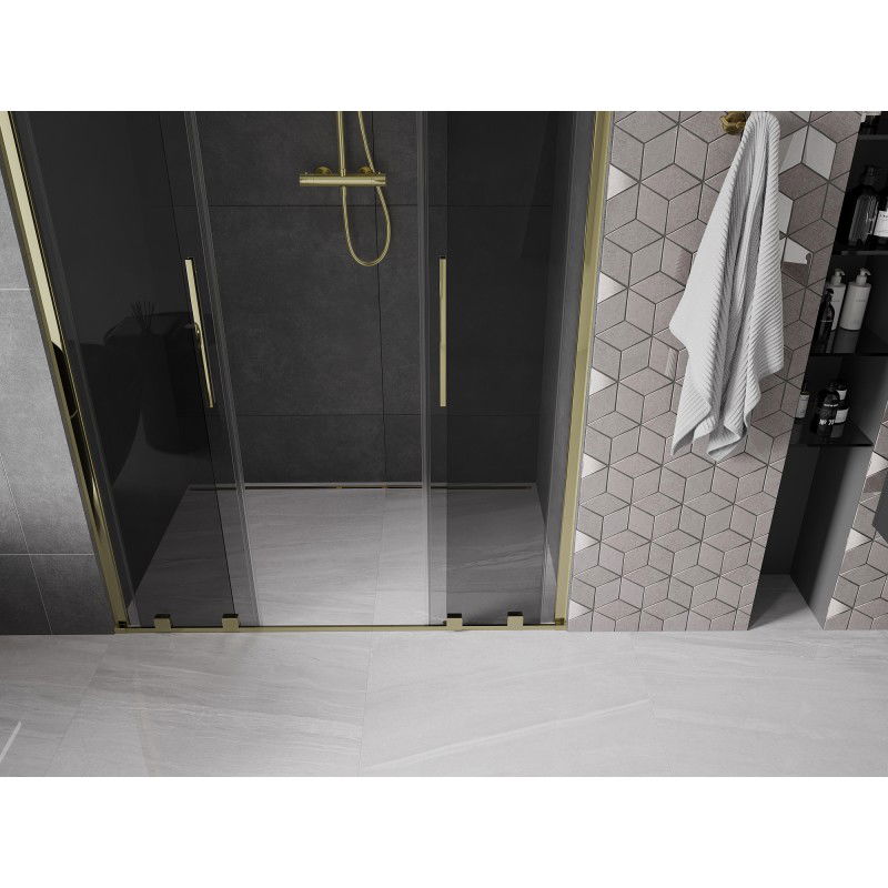 Mexen Velar L Duo porte de douche coulissante 160 cm, graphite, or - 871-160-003-42-50