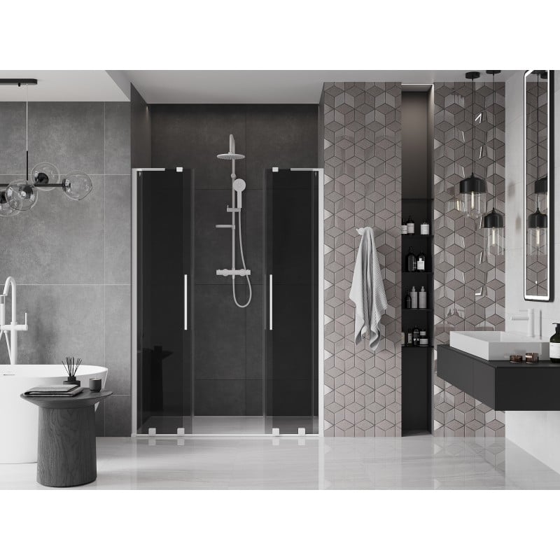 Mexen Velar L Duo porte de douche coulissantes 140 cm, graphite, blanc - 871-140-003-42-20