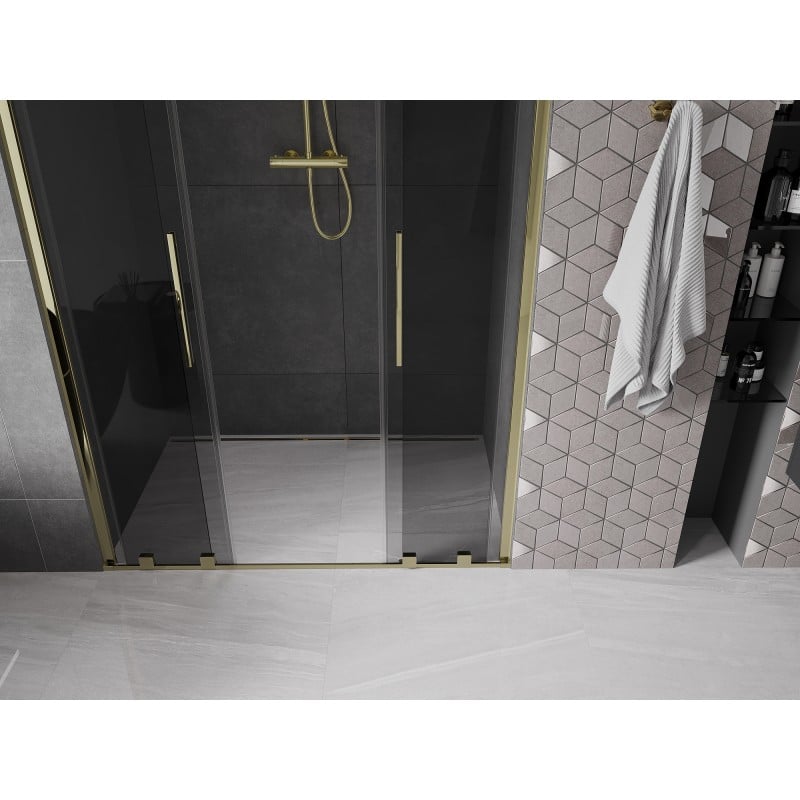 Mexen Velar L Duo porte de douche coulissante 150 cm, graphite, or - 871-150-003-42-50
