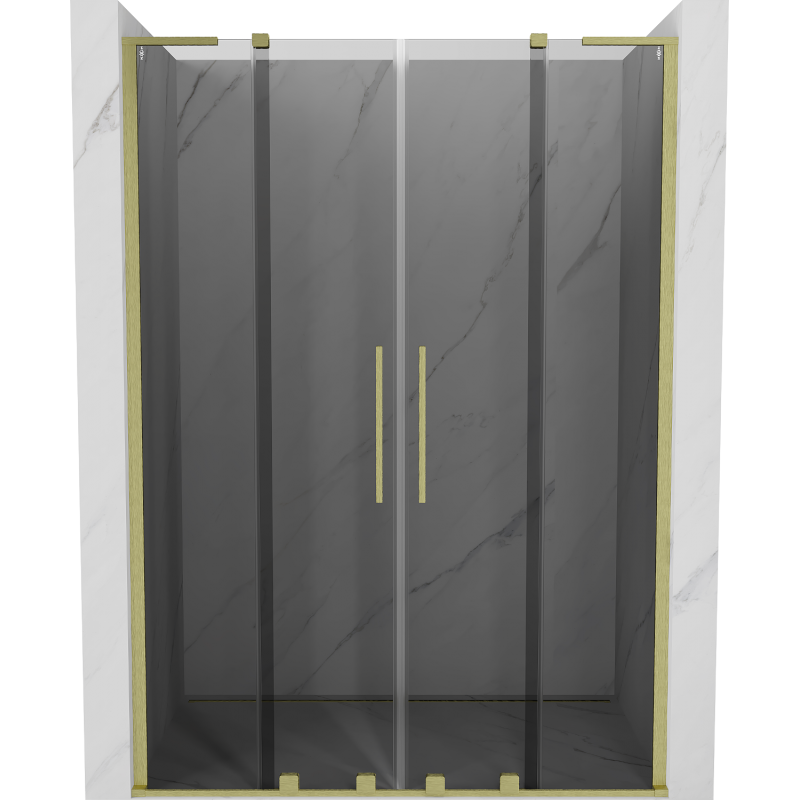 Mexen Velar L Duo porte de douche coulissante 140 cm, graphite, or brossé - 871-140-003-42-55