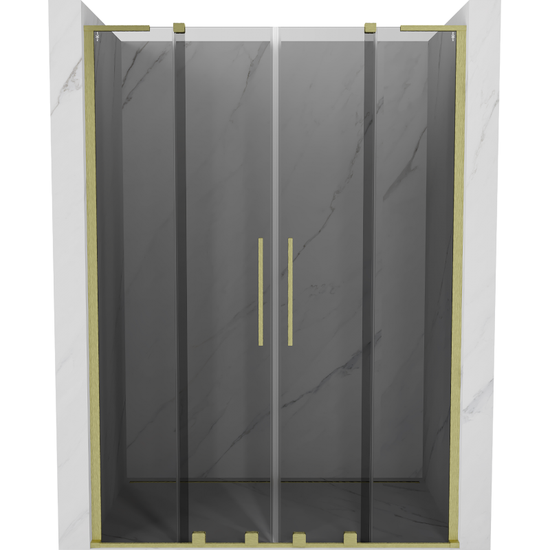Mexen Velar L Duo portes de douche coulissantes 140 cm, graphite, or brossé - 871-140-003-42-55