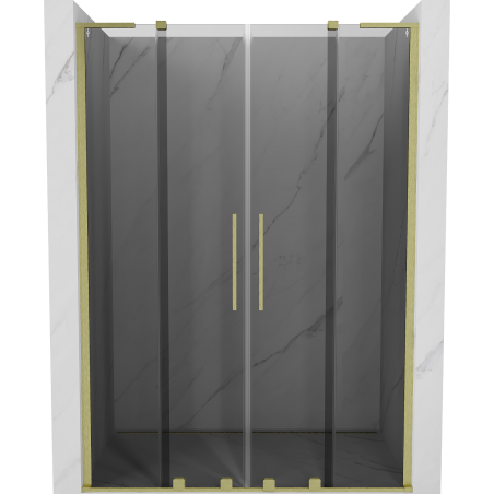 Mexen Velar L Duo portes de douche coulissantes 140 cm, graphite, or brossé - 871-140-003-42-55