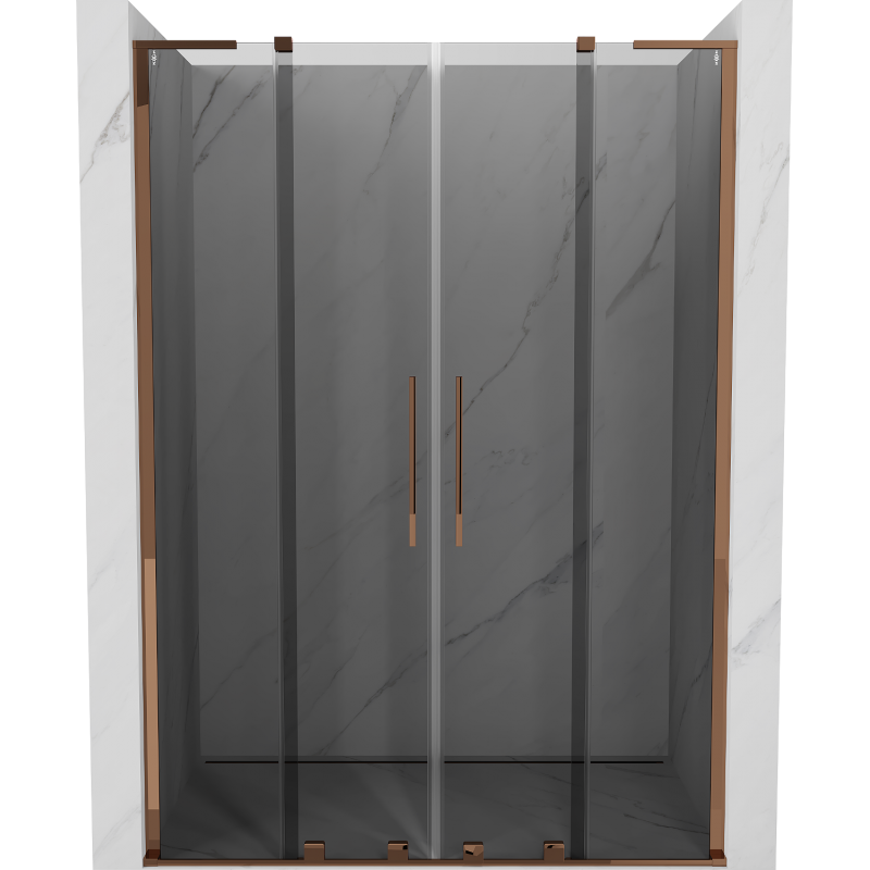 Mexen Velar L Duo portes de douche coulissantes 150 cm, graphite, or rose - 871-150-003-42-60