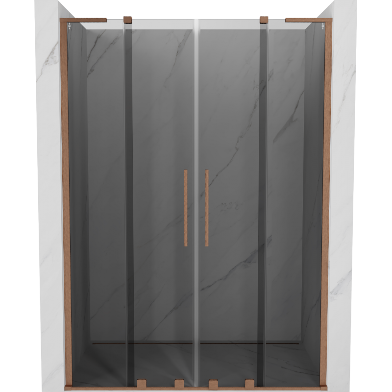 Mexen Velar L Duo portes de douche coulissantes 140 cm, graphite, cuivre brossé - 871-140-003-42-65