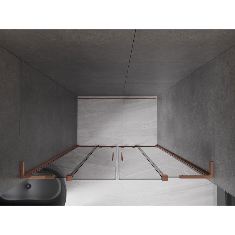Mexen Velar L Duo portes de douche coulissantes 140 cm, graphite, or rose - 871-140-003-42-60