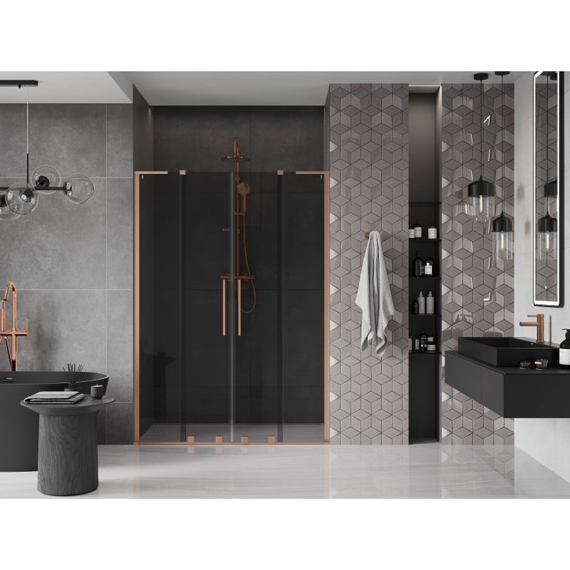 Mexen Velar L Duo porte de douche coulissantes 160 cm, graphite, cuivre brossé - 871-160-003-42-65