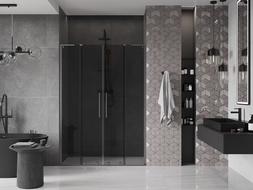 Mexen Velar L Duo portes de douche coulissantes 140 cm, graphite, gris canon brossé - 871-140-003-42-66