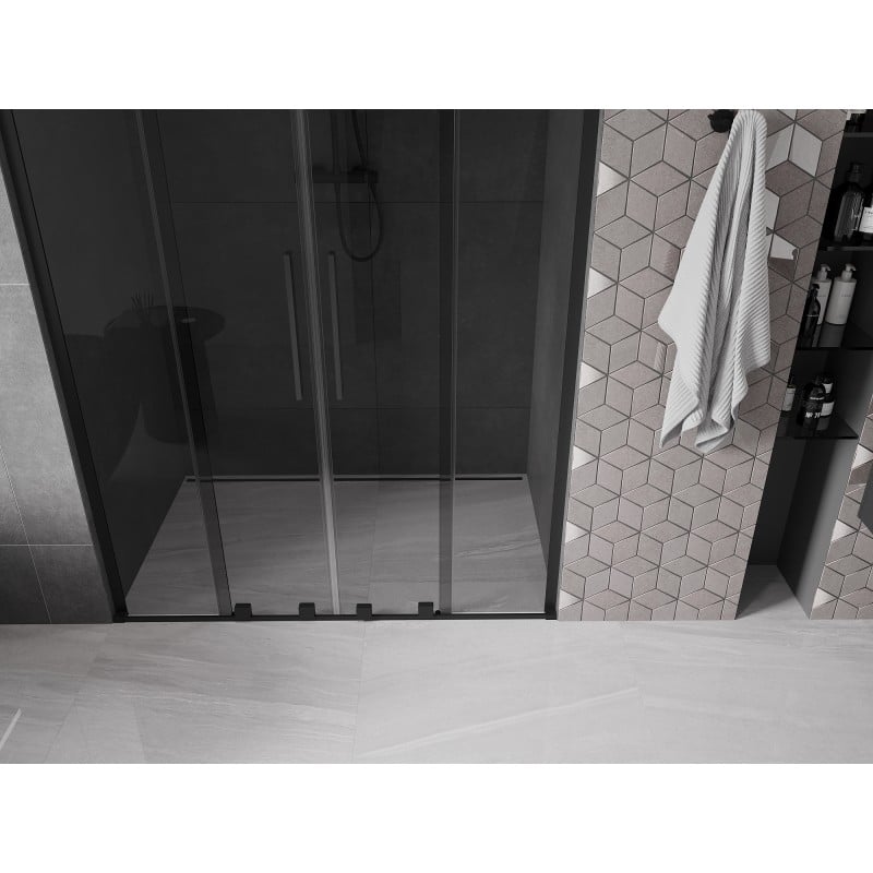 Mexen Velar L Duo portes de douche coulissantes 150 cm, graphite, noir - 871-150-003-42-70
