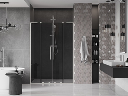 Mexen Velar L Duo porte de douche coulissante 160 cm, graphite, nickel brossé - 871-160-003-42-97