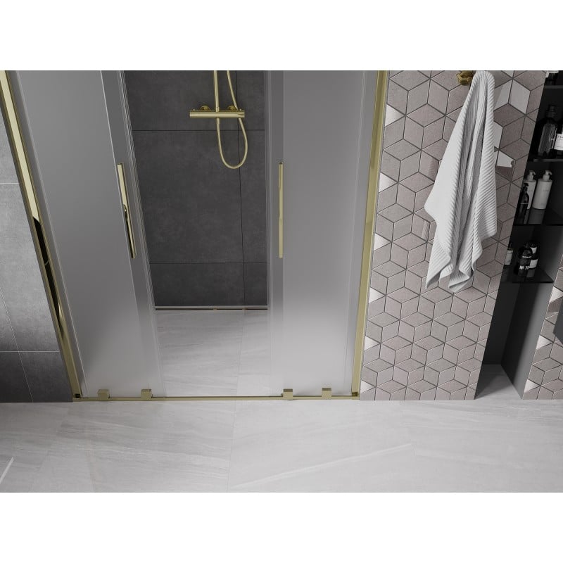 Mexen Velar L Duo portes de douche coulissantes 150 cm, givré, doré - 871-150-003-32-50