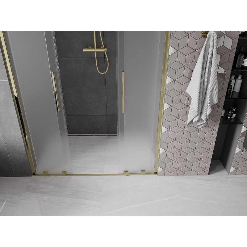 Mexen Velar L Duo porte de douche coulissante 160 cm, givré, doré - 871-160-003-32-50