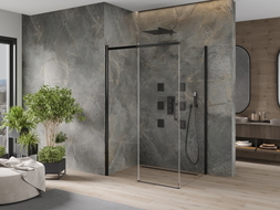 Mexen Omega cabine de douche coulissante 110 x 80 cm, transparente, noire - 825-110-080-70-00