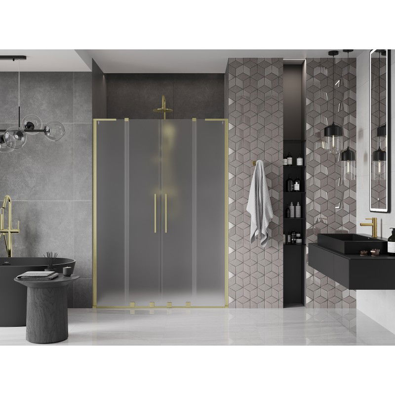 Mexen Velar L Duo porte de douche coulissante 140 cm, givré, doré brossé - 871-140-003-32-55