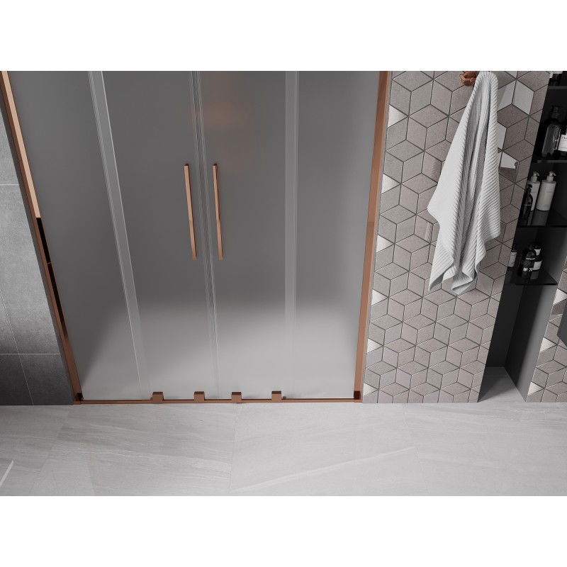 Mexen Velar L Duo porte de douche coulissantes 140 cm, verre givré, or rose - 871-140-003-32-60