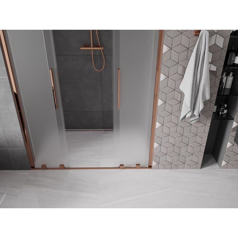 Mexen Velar L Duo porte de douche coulissantes 150 cm, givré, or rose - 871-150-003-32-60