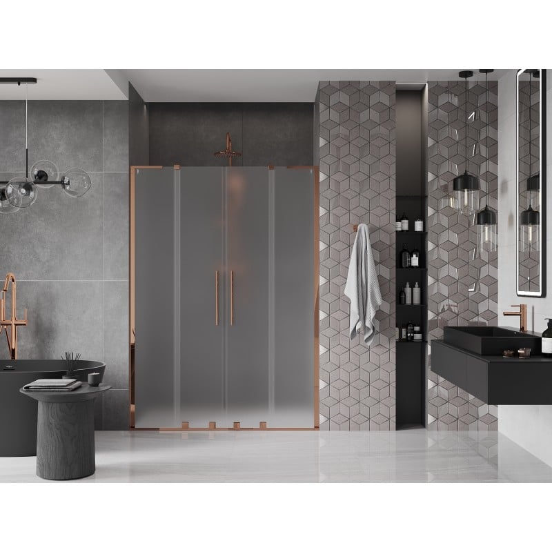 Mexen Velar L Duo porte de douche coulissantes 150 cm, givré, or rose - 871-150-003-32-60