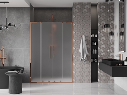 Mexen Velar L Duo porte de douche coulissantes 150 cm, givré, or rose - 871-150-003-32-60