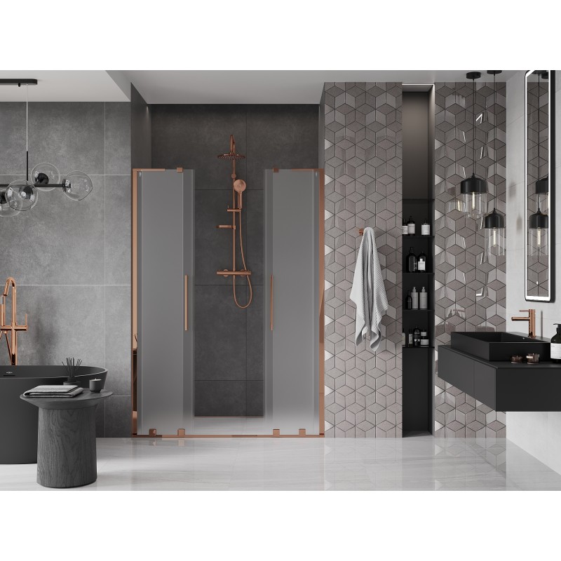 Mexen Velar L Duo porte de douche coulissantes 150 cm, givré, or rose - 871-150-003-32-60