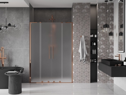 Mexen Velar L Duo portes de douche coulissantes 160 cm, givre, or rose - 871-160-003-32-60