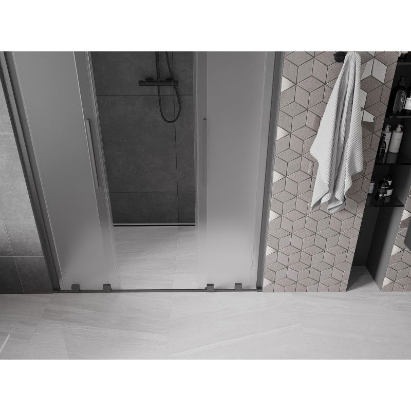 Mexen Velar L Duo porte de douche coulissante 140 cm, givré, gris canon brossé - 871-140-003-32-66