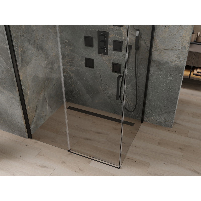 Mexen Omega cabine de douche coulissante 110 x 100 cm, transparente, noire - 825-110-100-70-00