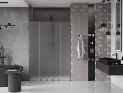 Mexen Velar L Duo portes de douche coulissantes 160 cm, givré, gun gray brossé - 871-160-003-32-66