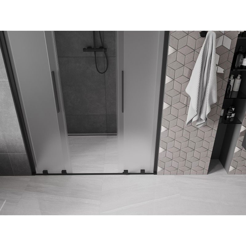 Mexen Velar L Duo porte de douche coulissante 160 cm, givré, noir - 871-160-003-32-70