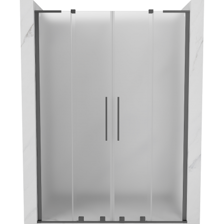 Mexen Velar L Duo portes de douche coulissantes 140 cm, givré, gun metal - 871-140-003-32-95