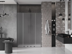 Mexen Velar L Duo portes de douche coulissantes 140 cm, givré, gun metal - 871-140-003-32-95