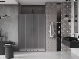 Mexen Velar L Duo portes de douche coulissantes 160 cm, givré, métal canon - 871-160-003-32-95