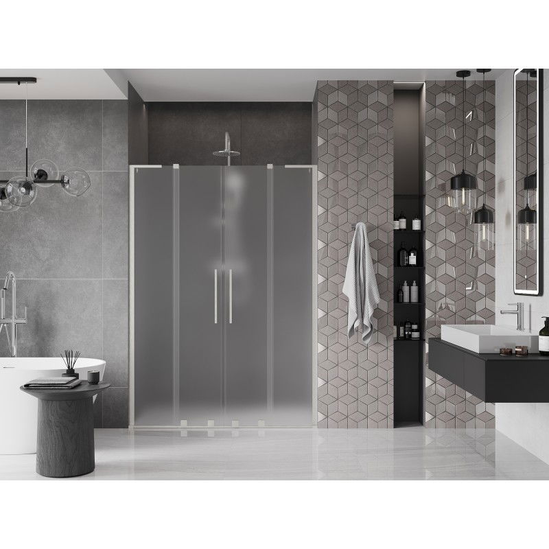 Mexen Velar L Duo portes de douche coulissantes 160 cm, verre dépoli, nickel brossé - 871-160-003-32-97