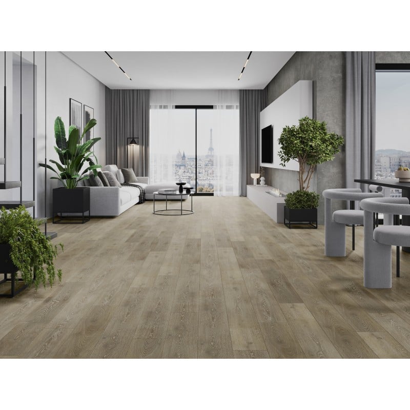 Mexen Jasper échantillon de panneaux vinyles SPC 6,5 mm, sous-couche IXPE 1,5 mm, 4 V-Joints, Chêne - F1018-S