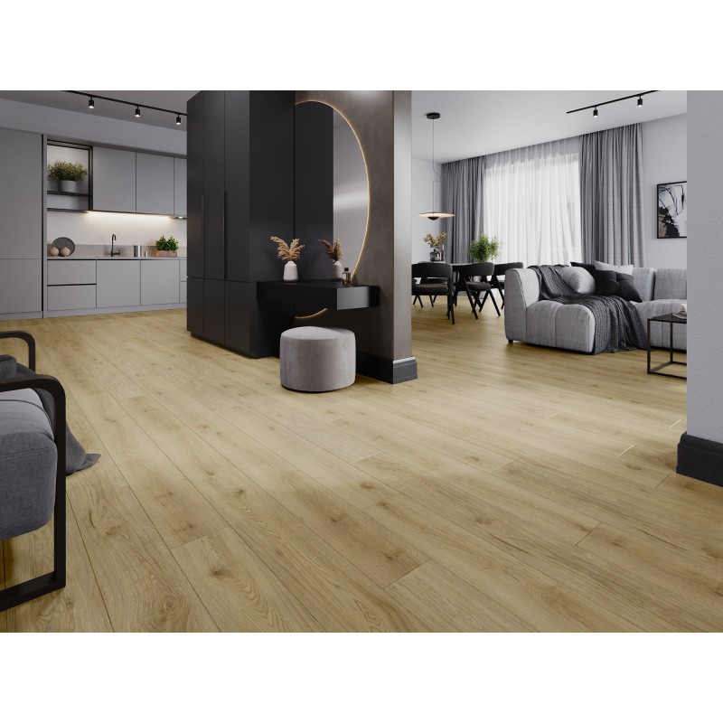 Mexen Charter Oak échantillon de panneaux vinyle SPC 6,5 mm, sous-couche IXPE 1,5 mm, 4 V-Fuga, Chêne - F1022-S