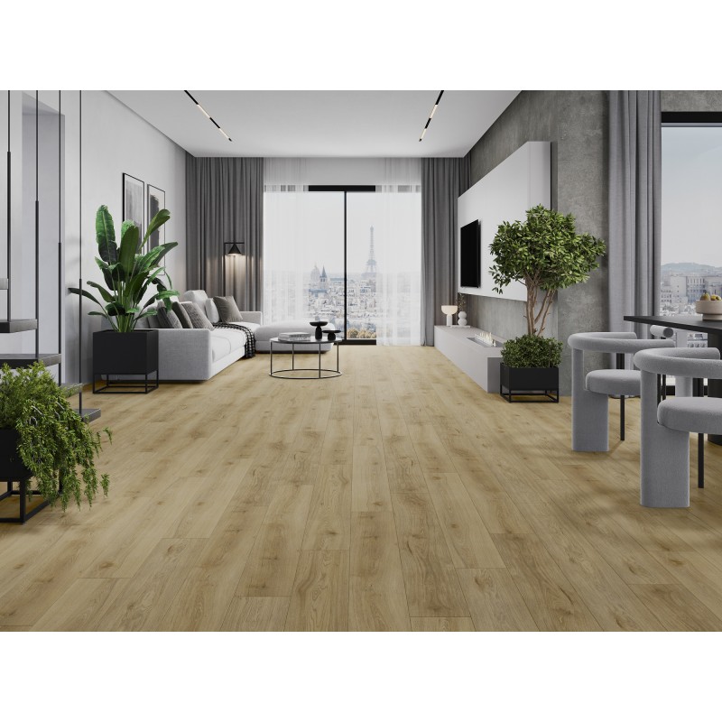 Mexen Charter Oak échantillon de panneaux vinyle SPC 6,5 mm, sous-couche IXPE 1,5 mm, 4 V-Fuga, Chêne - F1022-S