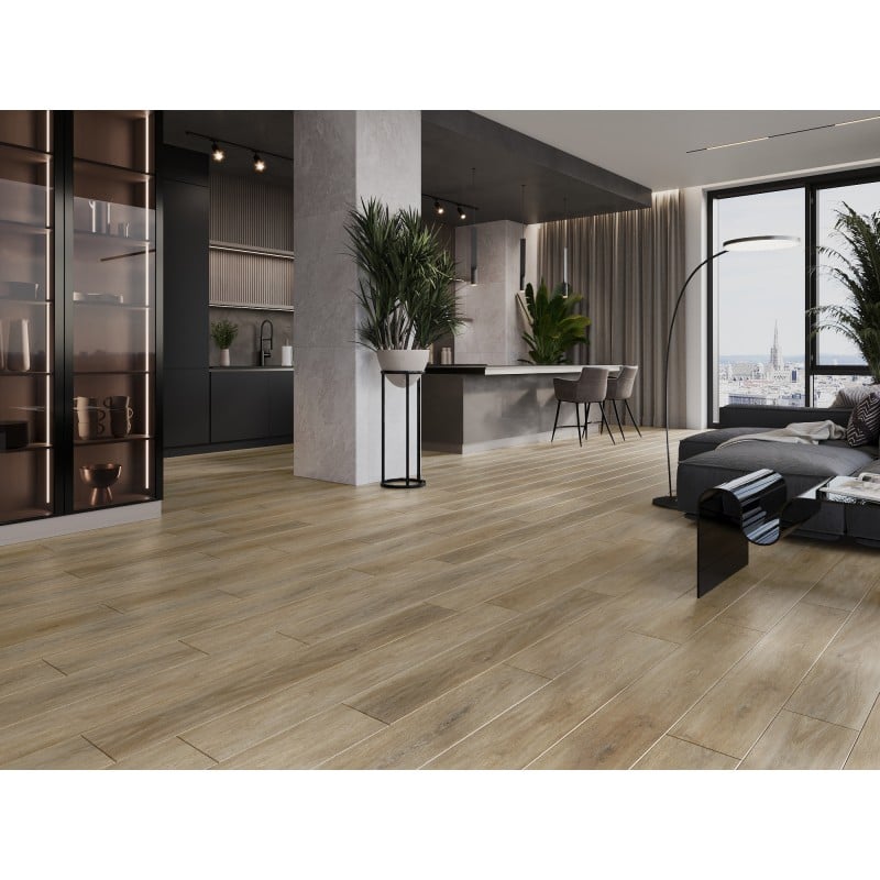 Mexen Palermo échantillon de panneaux vinyles SPC 6,5 mm, sous-couche IXPE 1,5 mm, 4 V-Joint, Chêne - F1025-S