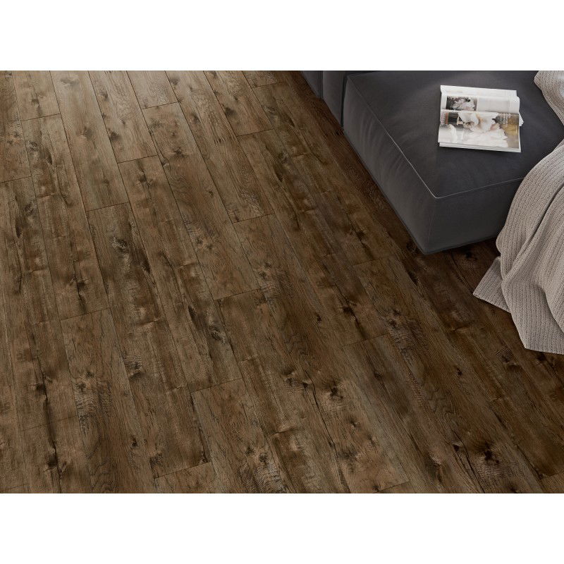 Mexen Orange Beach échantillon de panneaux vinyles 1240 x 182 mm SPC 6,5 mm, sous-couche IXPE 1,5 mm, 4 V-Fuga, Noyer - F1028-S