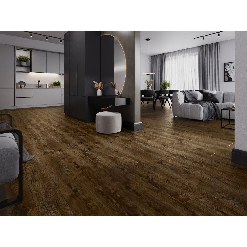 Mexen Mount Vernon échantillon de panneaux vinyles 1240 x 182 mm SPC 6,5 mm, sous-couche IXPE 1,5 mm, 4 V-Joint, Noyer