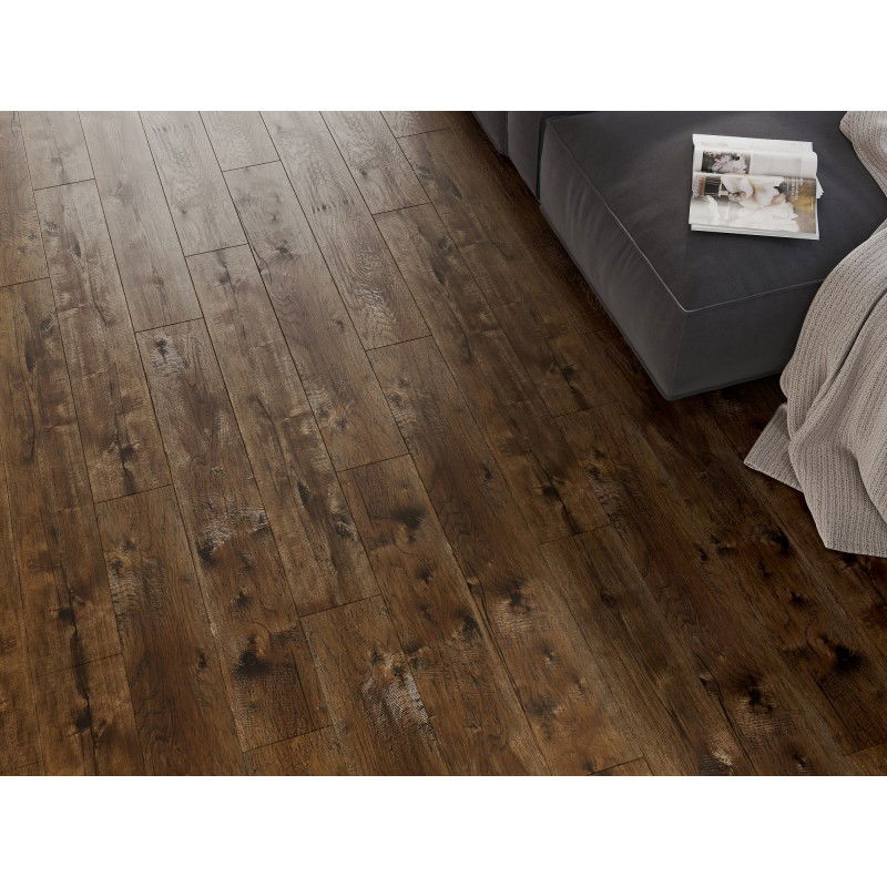 Mexen Mount Vernon échantillon de panneaux vinyles 1240 x 182 mm SPC 6,5 mm, sous-couche IXPE 1,5 mm, 4 V-Joint, Noyer