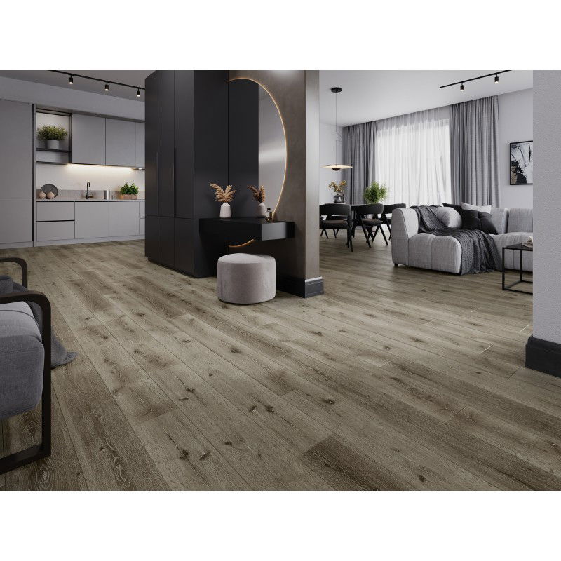 Mexen Kansas échantillon de panneaux vinyles 1240 x 182 mm SPC 6,5 mm, sous-couche IXPE 1,5 mm, 4 V-Fuga, Chêne - F1032-S