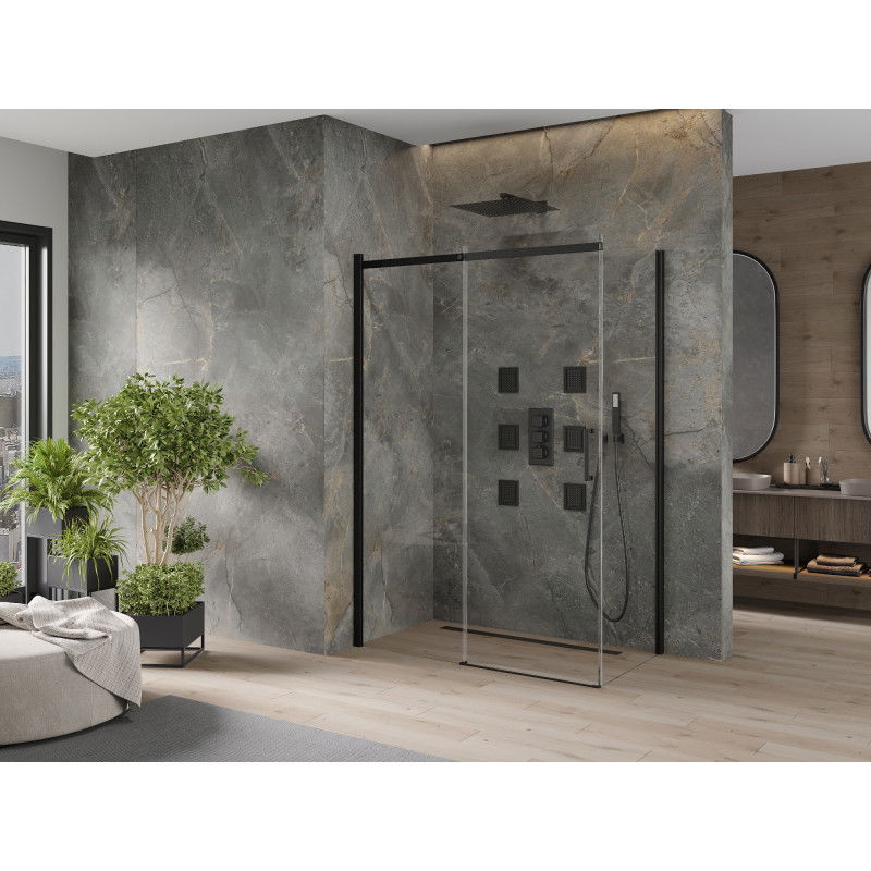 Mexen Omega cabine de douche coulissante 130 x 70 cm, transparente, noire - 825-130-070-70-00