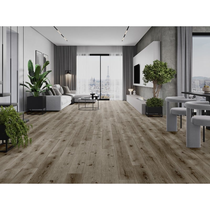 Mexen Kansas échantillon de panneaux vinyles SPC 6,5 mm, sous-couche IXPE 1,5 mm, 4 V-Joint, Chêne - F1032-S
