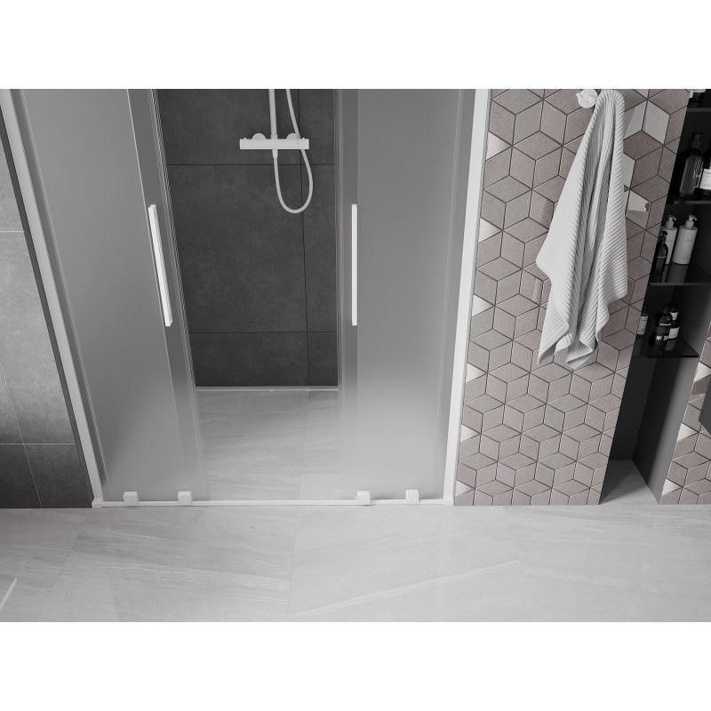 Mexen Velar L Duo porte de douche coulissantes 140 cm, givré, blanc - 871-140-003-32-20