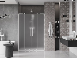 Mexen Velar L Duo porte de douche coulissante 150 cm, givrée, blanche - 871-150-003-32-20