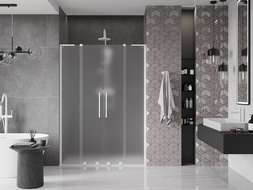 Mexen Velar L Duo portes de douche coulissantes 160 cm, dépoli, blanc - 871-160-003-32-20